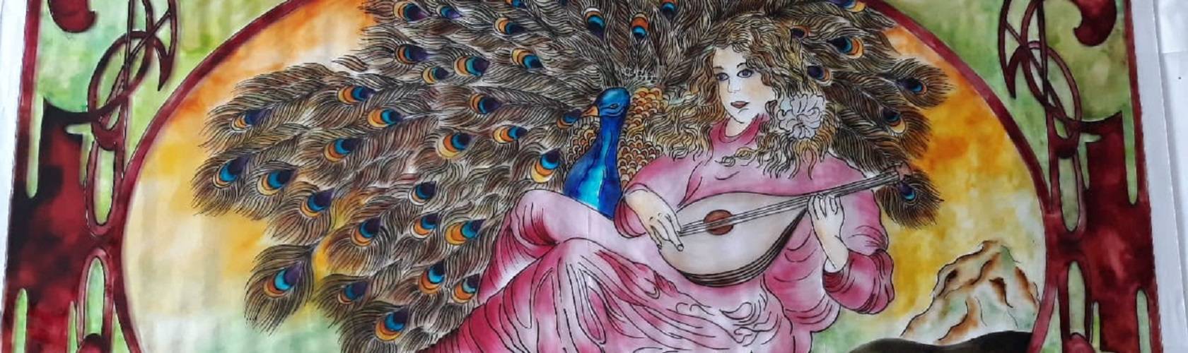 Extract from the painting Peacock. Aranka Mágori's artwork.